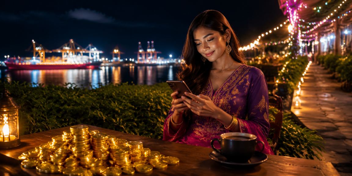 Pemain dari Malaysia bermain slot casino di telefon mudah alih